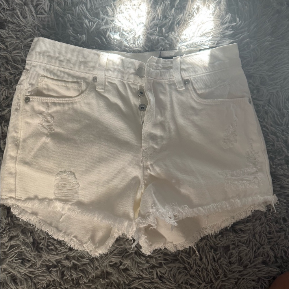 Blank NYC White Distressed Jean Shorts